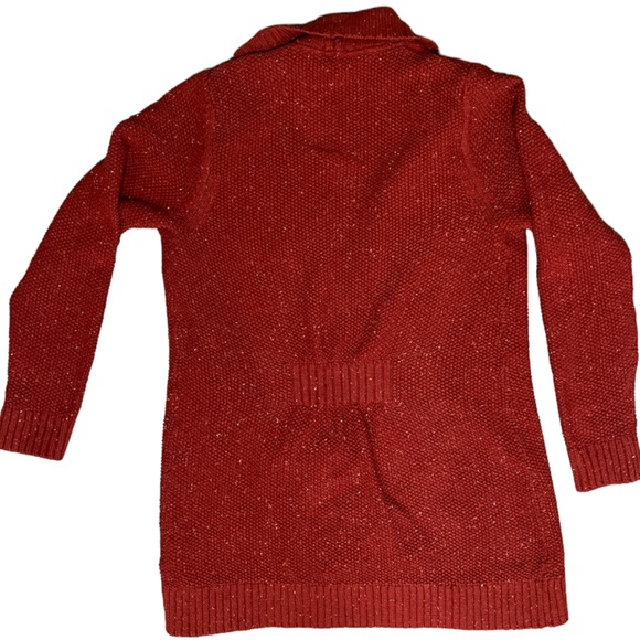 Lands’ End Women’s Orange Rust Colored Thick Open Front Sweater Cardigan, Large - Picture 4 of 8